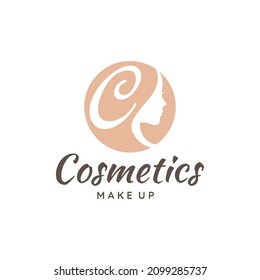 Letter C logo vector with woman's face, Suitable for cosmetic, beauty and fashion business
