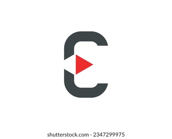  letter c logo, video apps logo design template