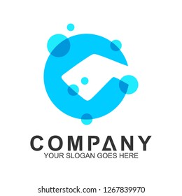 letter C logo with water bubble shape
