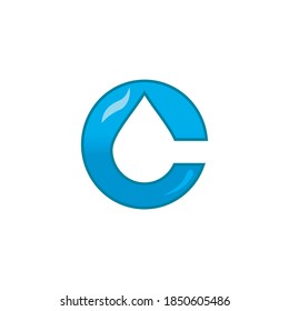 Letter C logo with water drop in it