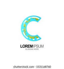 letter c logo and water element design