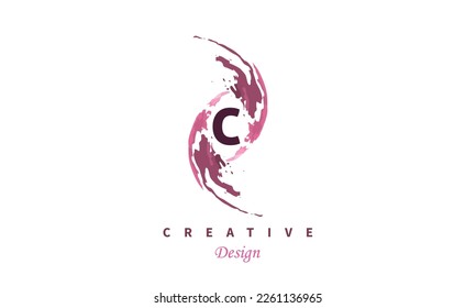 Letter C logo water pink color vector design. Elegant artistic design on white background for company.