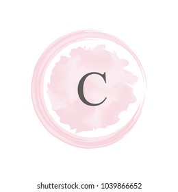 letter c logo with watercolor style background, Usable for fashion or beauty salon company. Feminine brush template