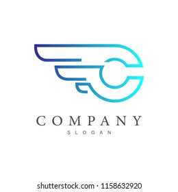 logotipo de letra c con ala