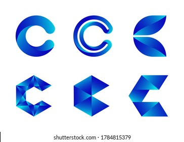 Logo de la letra c.C diseño del logotipo de la letra.6 c logotipo de gradiente de letras
