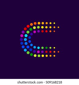 Letter C logo.Dots logo colorful,dotted shape logotype vector design