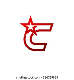 Letter C logo,Red star sign Branding Identity Corporate unusual logo design template