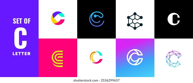 Buchstabe C-Logos-Symbolsatz. für Business, Technologie, Luxus, Sport, Spiele, Web. c Buchstabenlogo