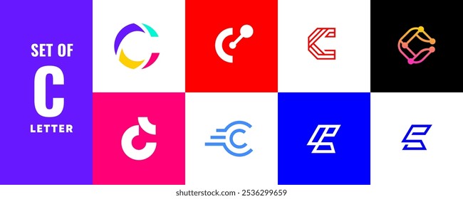 letra C logos icon set. usado para negócios, tecnologia, luxo, esporte, jogos, web. c letra logotipo