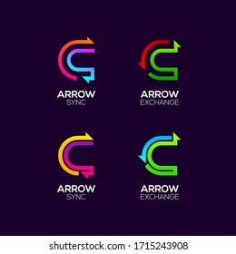 Letter C logotype with Arrows two directions concept, Financial Investment and Exchange logo, Reload Refresh Sync Symbol for your Business Company and Corporate identity Vector illustration
