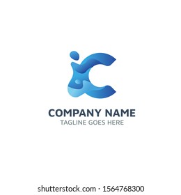 Letter I and C logotype, with blue gradient