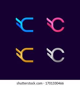 Buchstabe C-Logo mit dem Logo "Bunte und Premium Luxury Wings", Fly- und Freiheitszeichen, Falken- oder Adlersymbol für Ihre Business Company und Corporate Branding-Identität, Vektorillustration-Illustration
