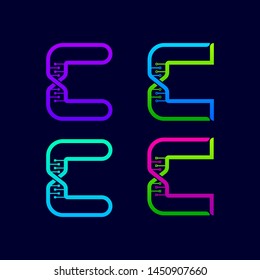 Letter C logotype with Genetic DNA structure and Dot Linked Shape logos, Technology and Digital Connection symbols, Helix Molecule Chromosomes signs, Medical Healthcare and Science Laboratory Icons