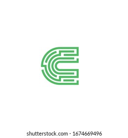 Letter C logotype, Technology and digital abstract dot connection vector logo