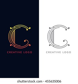 Letter "C" logotype. Trendy line art  design. Eps10 vector illustration.