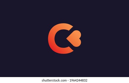 Letter C With Love logo vector icon illustration