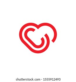 Letter C Love Outline Creative Business Logo