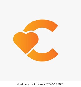 Letter C Love Symbol And Heart Icon Concept Vector Template