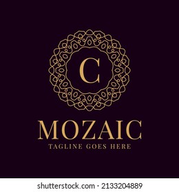 letter C luxurious circular lace elegance vector logo design