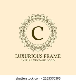 letter C luxurious frame initial vintage vector logo design element