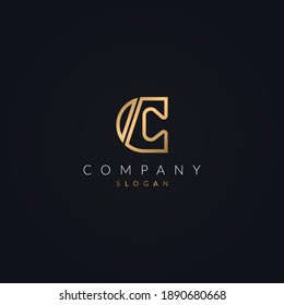 Letter C luxurious Logo Design Template. Unique Style golden and black color initial based Monogram. logotype C Symbol Icon Vector element.