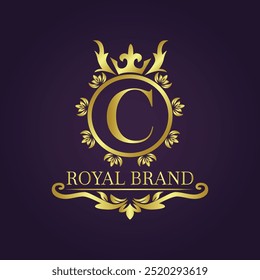 Conceito de logotipo de ouro de luxo da letra C