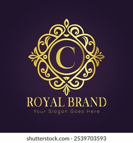 Letter C luxury gold logo concept