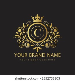 Letter C luxury gold logo concept
