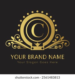 Letter C luxury gold logo concept

