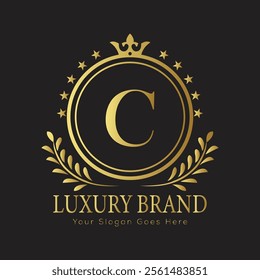 Letter C luxury gold logo concept
