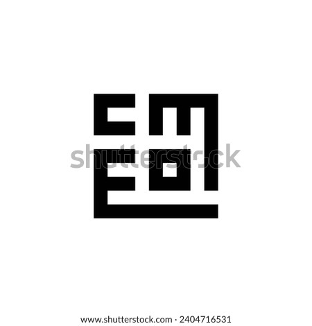 Letter c, m, E and o square geometric symbol simple logo vector
