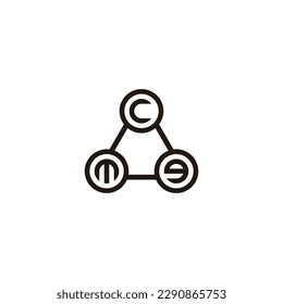 Letter C, M and g three circles geometric symbol simple logo vector