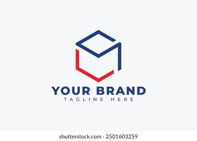Logotipo del hexágono de la letra C M, Plantilla plana simple del diseño para la Tecnología, marca, negocio, Corporativa, identidad de la compañía relacionada con la inicial C y M.