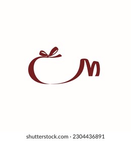 the letter c and the letter m into a ribbon shape