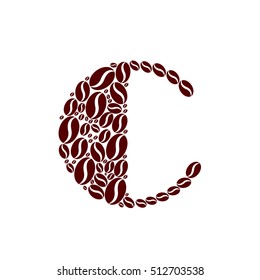 Letter c made of coffee beans vector set