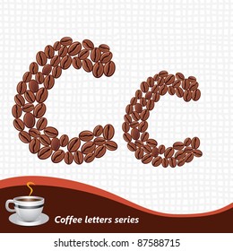 Letter C made of coffee beans vector set