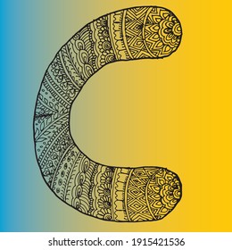 Letter C and made drawing style mandala  