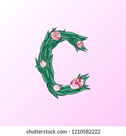 letter C made from peonys