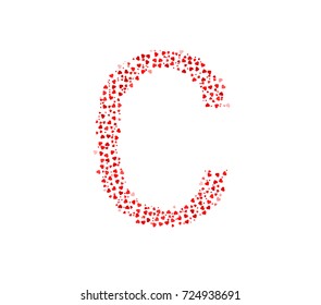Letter C Made Of Red Hearts