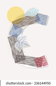 Letter C made of wood texture