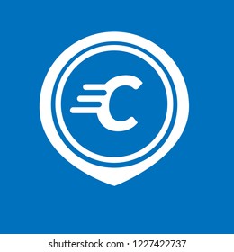 letter C and map pin. Designed for your web site design, logo, app, UI