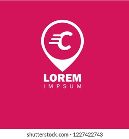 letter C and map pin. Designed for your web site design, logo, app, UI