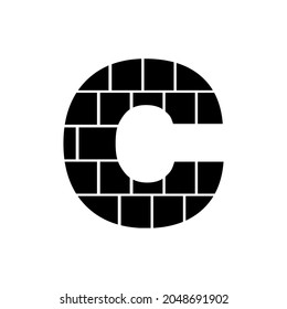 Letter C mask area. Alphabet-letter photo collage frames template. Family photo collage frames template for interior design. Vector collage layout for photo montage. Wall family template.