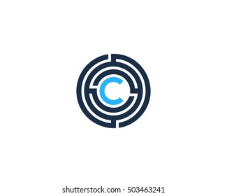 Letter C Maze Logo Design Template