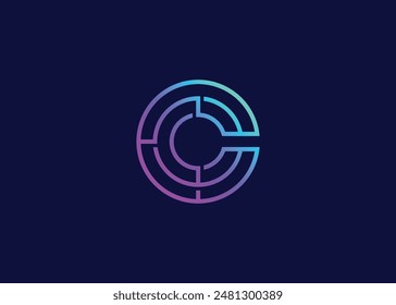 Letter C maze vector logo. Modern maze logo.