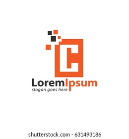 letter c media technology design logo