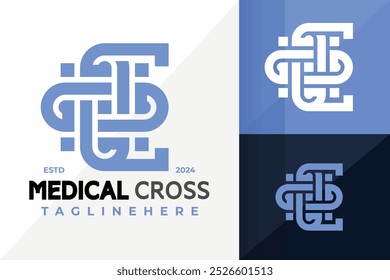 Letter C Medical Cross Company Logo Icon Vector Design. Creative simple logos designs illustration