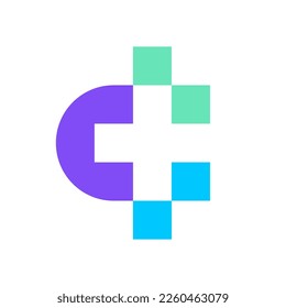 Letter C medical technology modern logo design