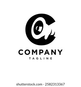Letter C Megaphone Logo Icon Vector