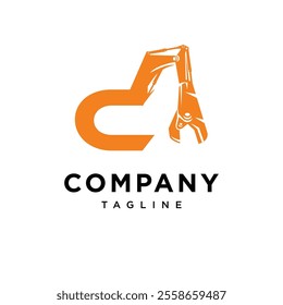 Letter C Metal Shear Excavator Logo Icon Vector